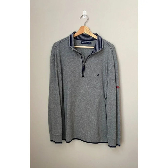 Nautica Other - Nautica Mens Long Sleeve Quarter Zip Cotton Pullover Sweatshirt in Gray Size: XL